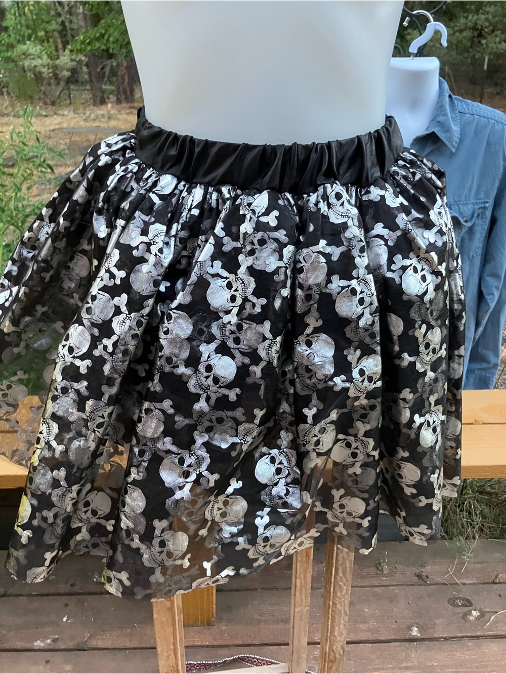 Skull shiny silver tutu mini skirt whimsygoth